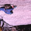 Noel Childs launches into the 5.11 windup for the crux pitch.  Belayed by Jerry Rock 