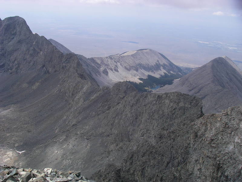 On Blanca looking back over ridge.  2+ hours on the ridge is a LONG time to completely focus on safe climbing