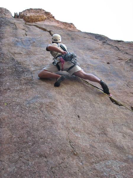 In the meat of lightning bolt crack. (Photo by Jeff Widen.)