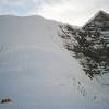 The Kain Face from camp at the saddle between "The Dome" and Robson.  