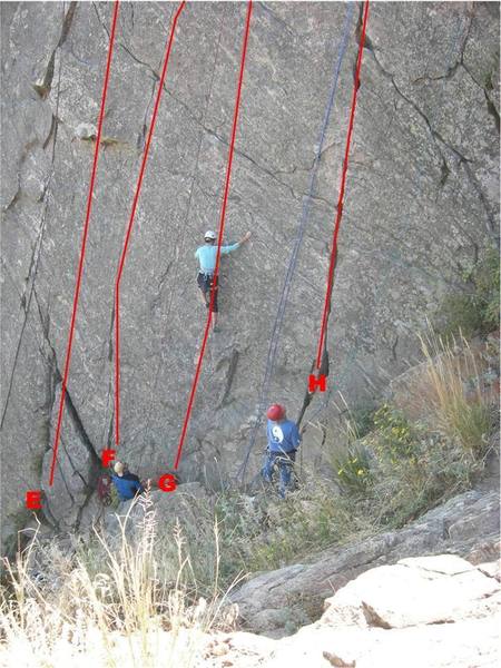 Lookout Mountain Crag - Routes E thru H.