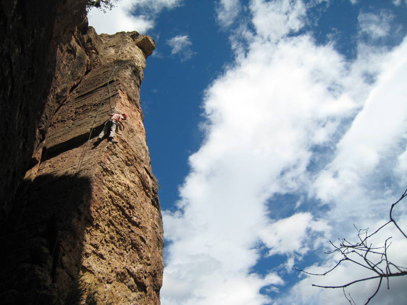 Top roping the fun arete route, Lifus's Farm Tools. 