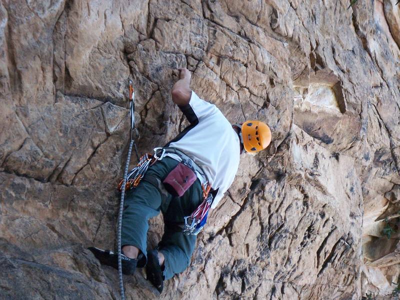 JT on a steep 5.8+