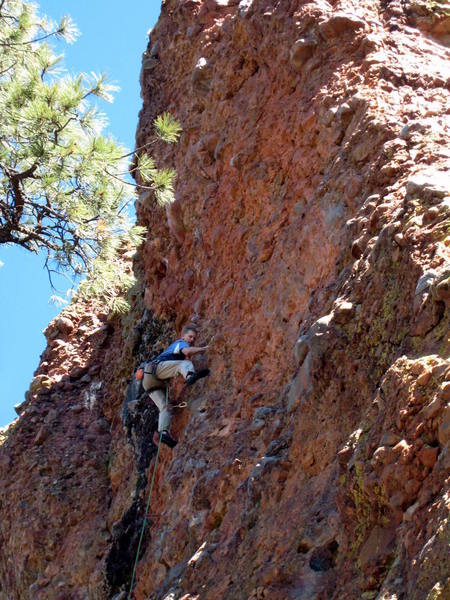 About halfway up Booty. An enjoyable, long route. 