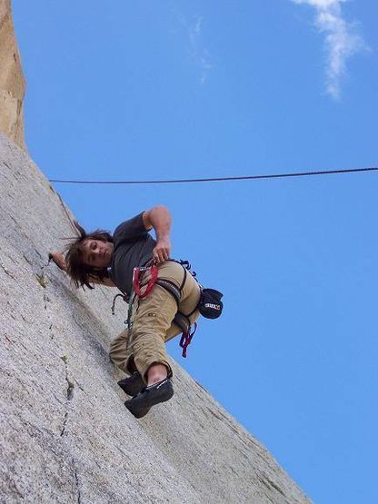 Cleaning the Green Adjective on my first climb in Little Cottonwood