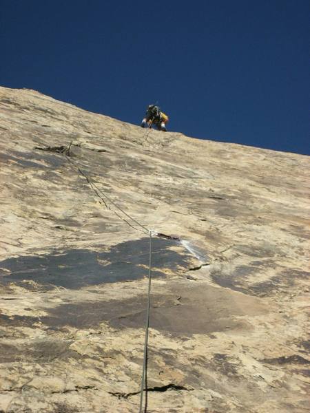 Nearing the top on the 170' first pitch