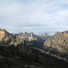 The Liberty Bell group and the North Cascades highway from below Burgundy Spire.