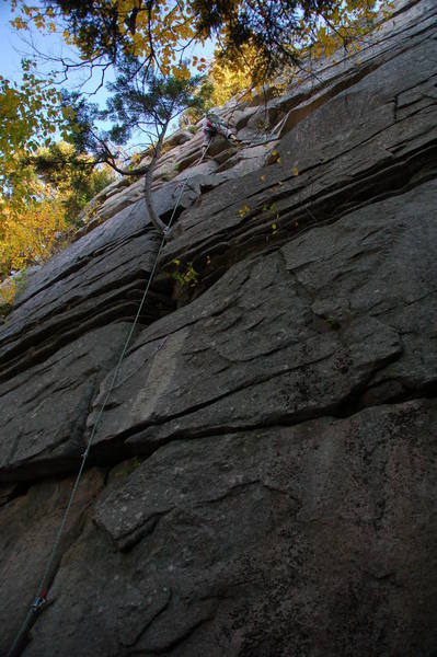 Climber finishing up this great line.