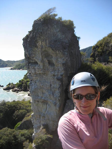 After 3 days of rain and intermittant sun, the limestone cliffs of Golden Bay finally dried out long enough for us to get one good climb in before heading back to Nelson.