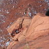 Looking down at pitch 2 from the summit.