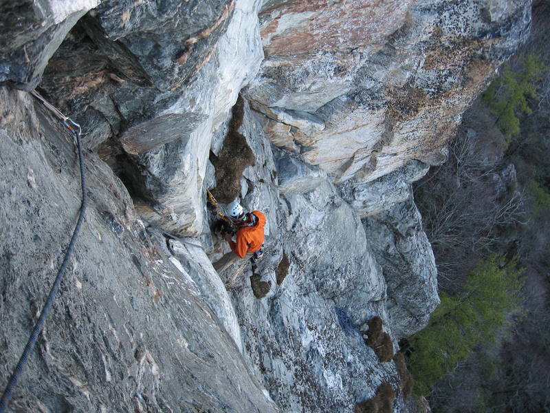 Me at the second belay station on Second Stanza. About to second the third pitch. 