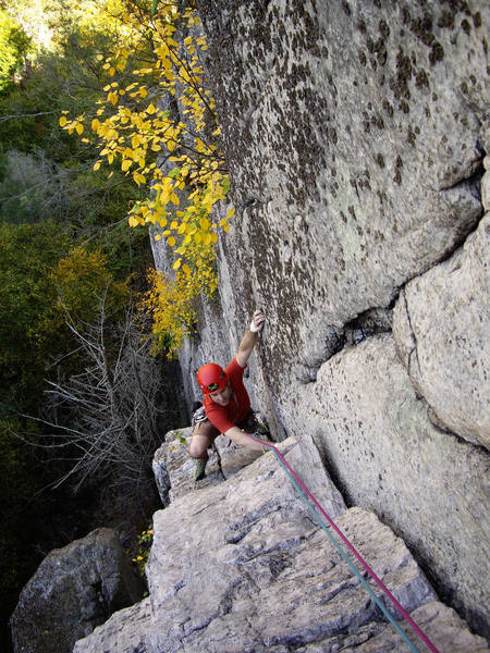 Patric McCarthy on Pitch 2 of Climbin' Punishment. October 2007.