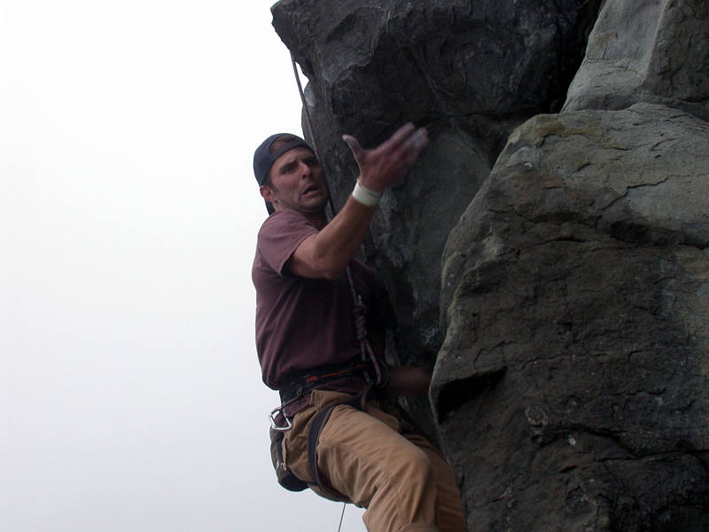 Phil concentrating hard just before the second crux. Dream Theme, 11c.