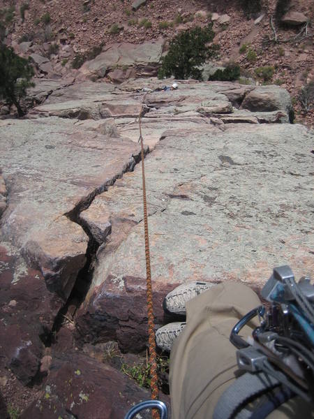 Looking down the second pitch of Wind Ridge.