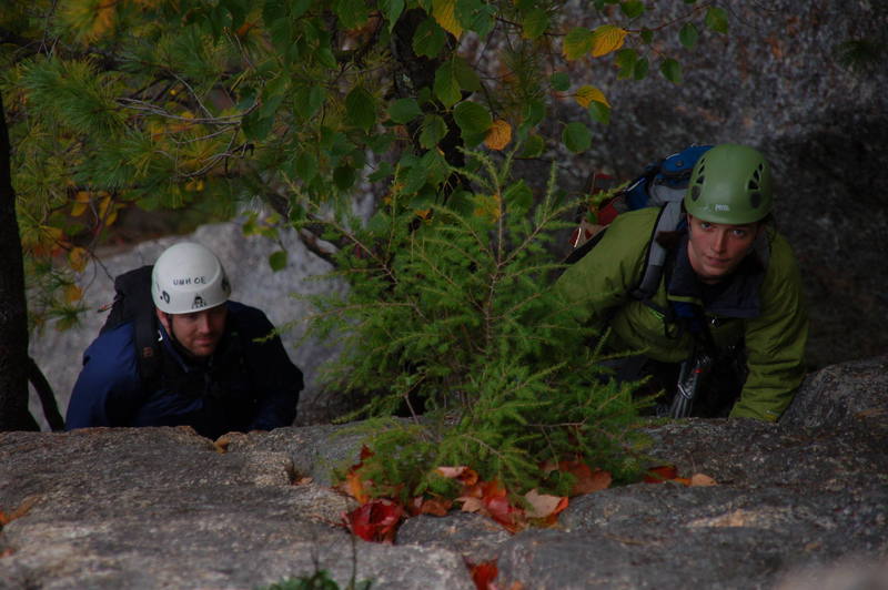 Crista starting the last pitch of Upper Refuse.