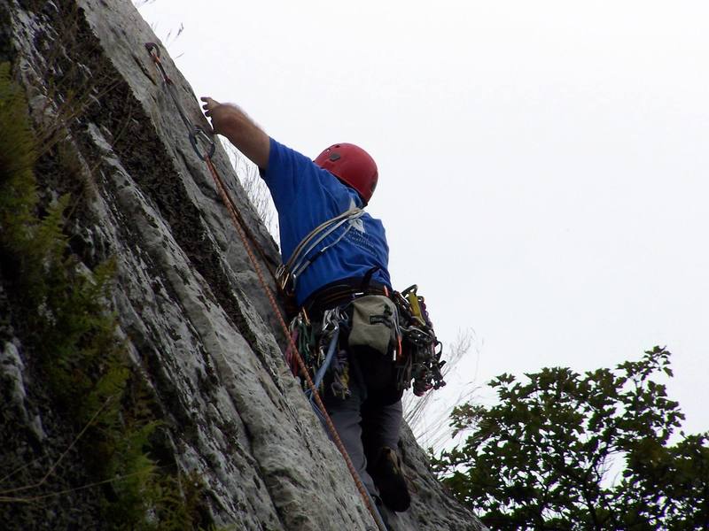 Setting up for the crux move . . .