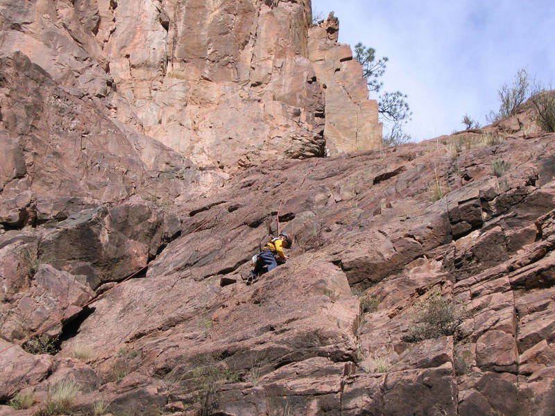 Cody cleaning the gear on his way up Sierra Corazon. "That was really fun!" was his comment.