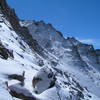 Looking at the Trough from the Keyhole, 3-11-2007. If you look closely, 3 skiers can be seen climbing diagonally  down and right of center.