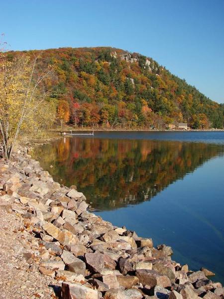 The lake and west bluff, October 2007.