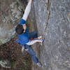 Just above the crux. Joel Therneau, October '07.