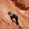 Terra at the crux of the climb. <br>
<br>
Photo by Andy Librande. 