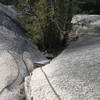 One of the sections of ladder and chains leading to the South Summit.  As a climber you aren't likely to need these, or even encounter them on a climbing day unless you climb on the Raven's Castle.  Even the routes that take you high up on the Grand Wall like The Roman Chimneys allow you to traverse off below the summit where these are encountered.  For taking non-climbers for a fun hike, however, these features give them a feel of adventure not found on most hikes.