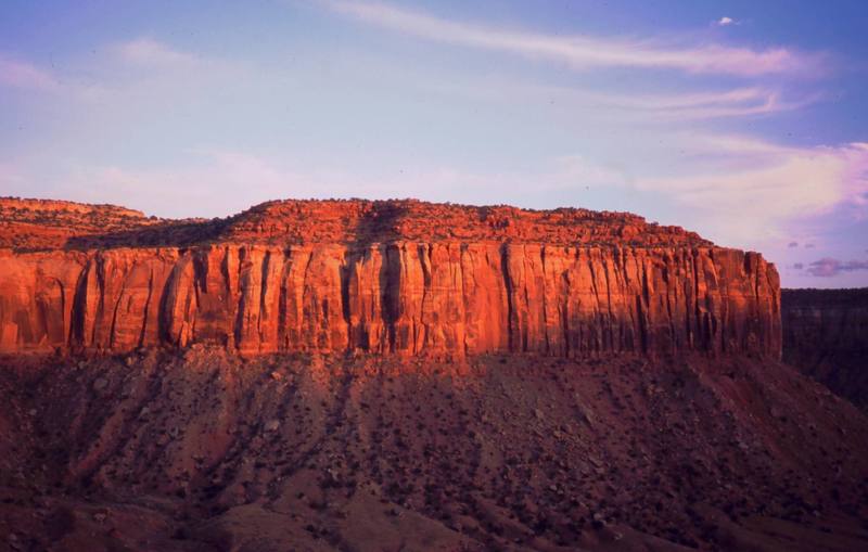 Cat Wall from the trail at Sunset. Photo by Tony Bubb, 2005.