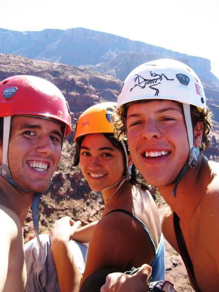 Rob, Larissa, and I having fun atop the third pitch getting ready for the final corkscrew. 