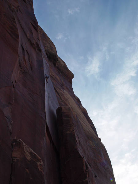 Perin Blanchard on <em>Supercrack</em> early on a November morning. Photo by Gwen Blanchard.