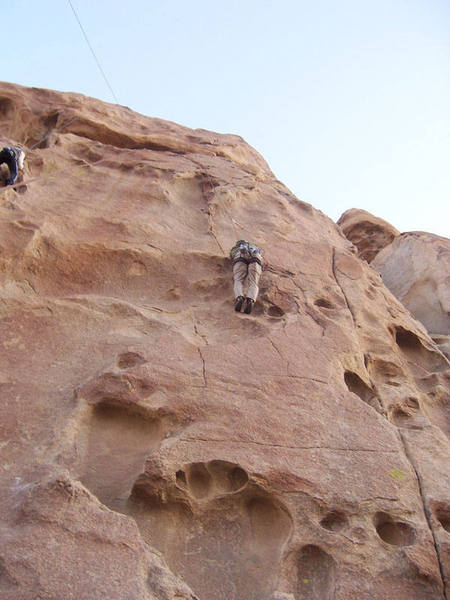 Climber (right) working his way up the route.