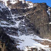 The North Face of Notchtop on 11/11/07.  Look closely and you'll see four climbers on the lower pitches of the route.