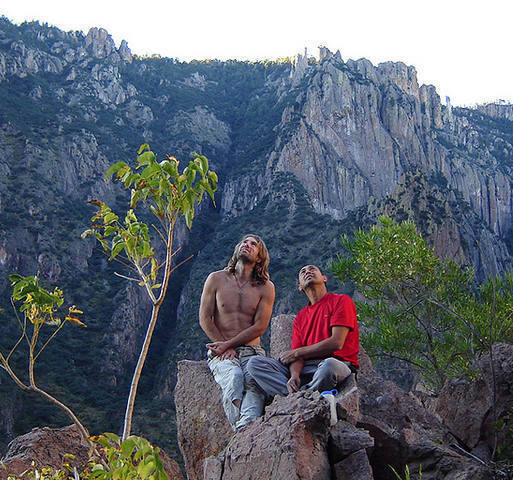 Manny & I at the base of El Gigante in Mexico, contemplating the next days climb.  El Gigante is supposedly the tallest cliff in North America at well over 3000' and goes free at 5.12a.  Photo by Jaime.