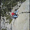 Catherine Conner leading the stellar second pitch of Super Pooper while David Sampson belays.