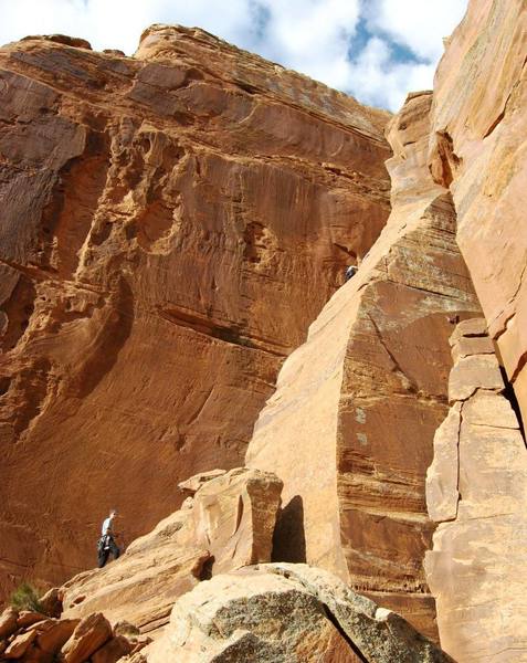 Liz doing her first ever trad lead.