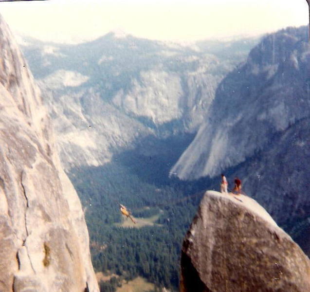 Cliff doing the  Tyrolean Traverse