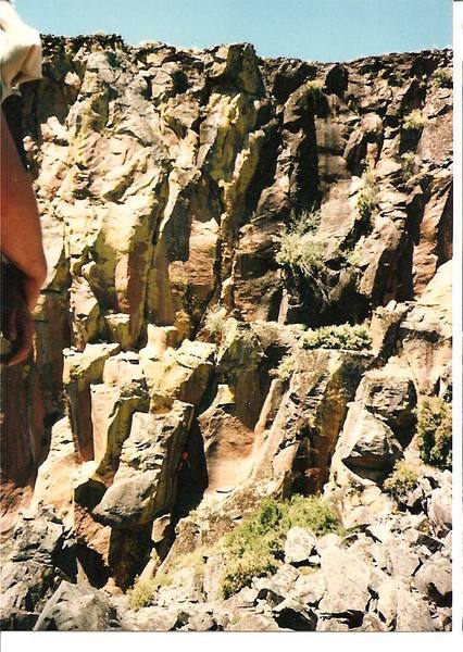 Elgin Wall Center - Speechless can be seen at the roof in the bottom of the photo just left of center following the hand crack straight up - just left of center.