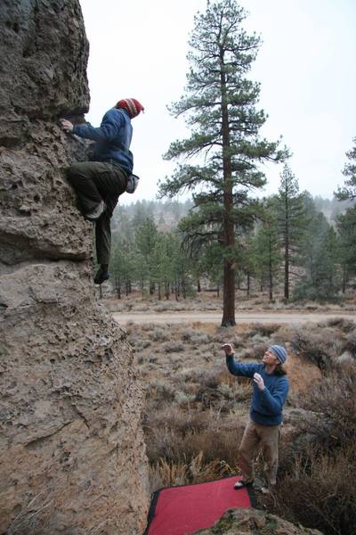 Bouldering at Pocketopia - despite the rain and snow, it is still a fun place!