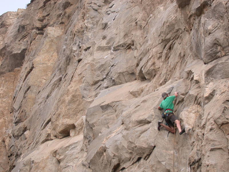 Negotiating the crux on Wonderstuff.