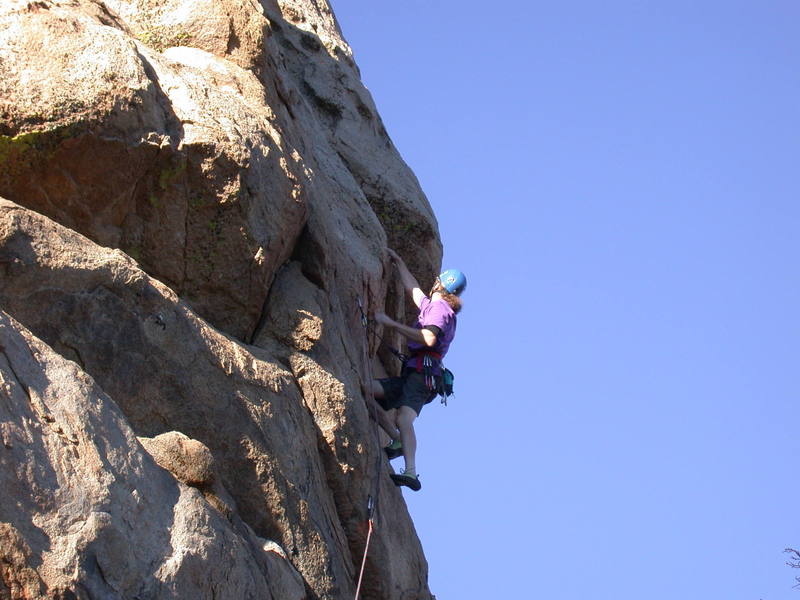 A sinker jug awaits at the end of the bouldery crux.