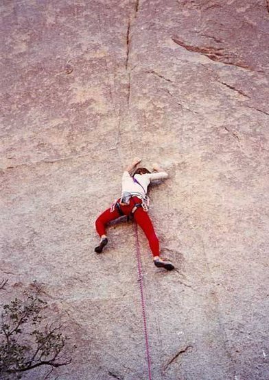 Kristian Solem leading Games Without Frontiers. This was the second ascent, along with Jan McCollum. Photo by Marc Soltan.