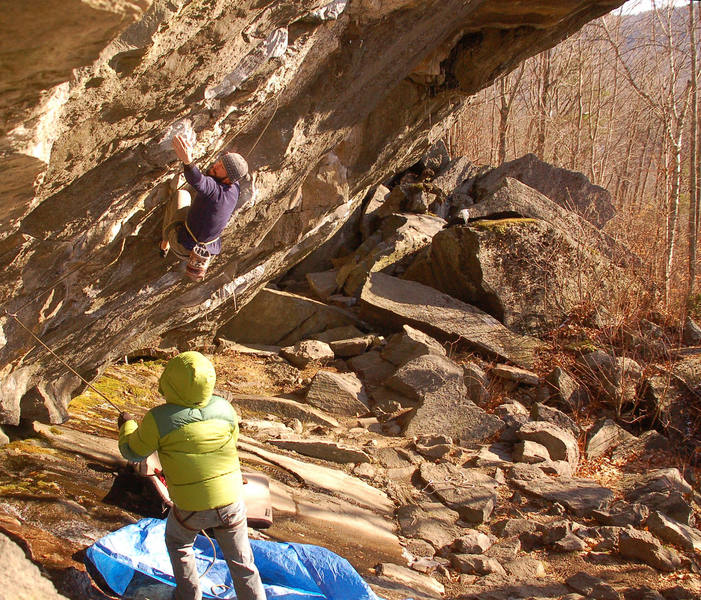 Jay Conway on the boulder problem start of Parallel Universe.