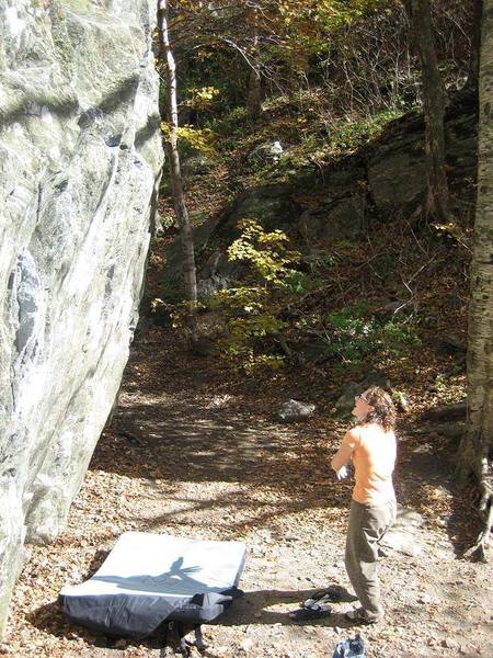 Contemplating the line.  Smugglers' Notch, VT