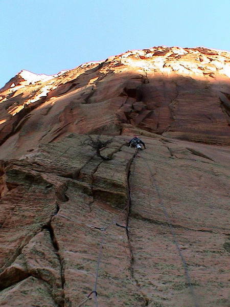 First pitch of Sunlight Buttress.