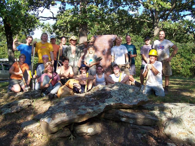 Trappers work crew for Access Fund cleanup.  2004 or 2005.