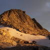 Elephant Head, showing the north side.  The Northwest Buttress follows the ramping rib of rock on the right side of the photo.