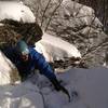 Dad topping out the cave route... this can be tricky sometimes...