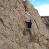 Josh Barber investigating more climbing on 'Upper Kids Wall'
