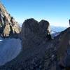 Winchell Col from the southeastern slopes of Winchell. This is how to get down from Winchell if you climb one of the West facing routes and want to get back on the other side of the Sierra crest - July 2007<br>
<br>
Photo (c) by Pavel Kovar