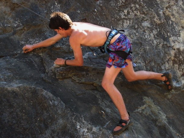 Friend max on the easy part of the rock.