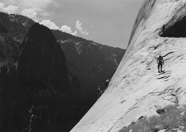 Climbers and hiker at El Cap. I'm not sure what the climbers are doing.<br>
Photo by Blitzo.